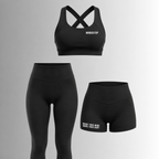 MINDSETOP BLACK SET: BRA SHORTS LEGGINGS (3PCS)