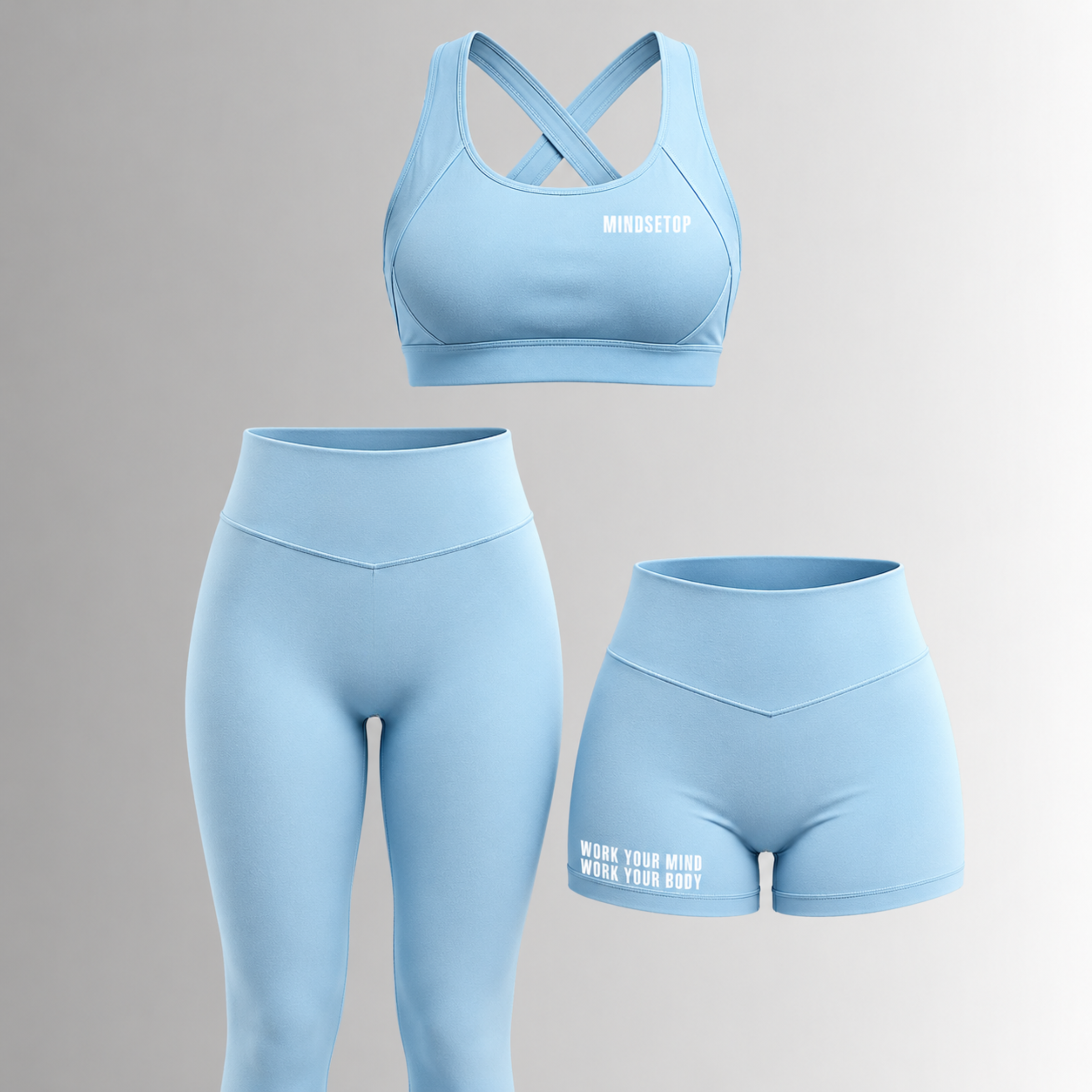 MINDSETOP BABY BLUE SET: BRA SHORTS LEGGINGS (3PCS)